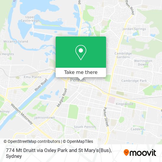 Mapa 774 Mt Druitt via Oxley Park and St Mary's(Bus)