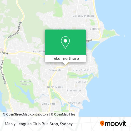 Manly Leagues Club Bus Stop map
