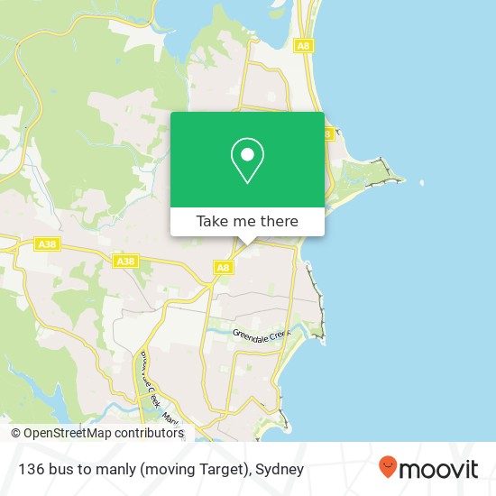 136 bus to manly (moving Target) map