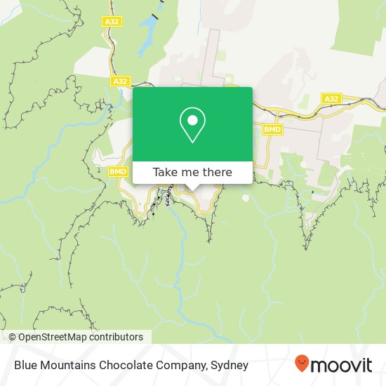 Mapa Blue Mountains Chocolate Company