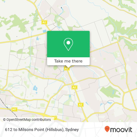 612 to Milsons Point (Hillsbus) map