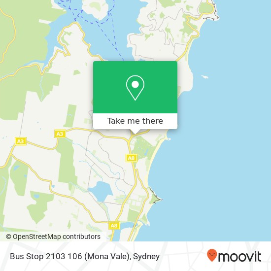 Mapa Bus Stop 2103 106 (Mona Vale)