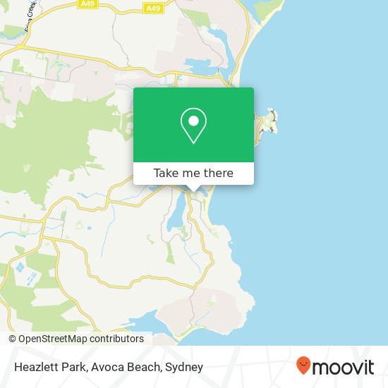 Mapa Heazlett Park, Avoca Beach