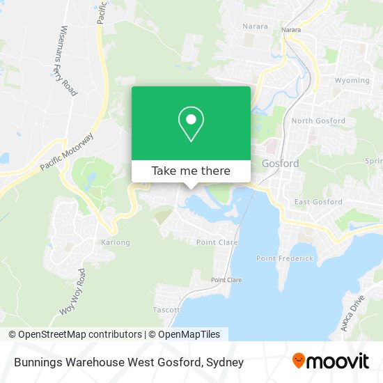 Mapa Bunnings Warehouse West Gosford