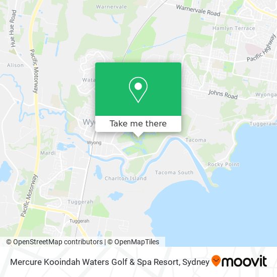 Mapa Mercure Kooindah Waters Golf & Spa Resort