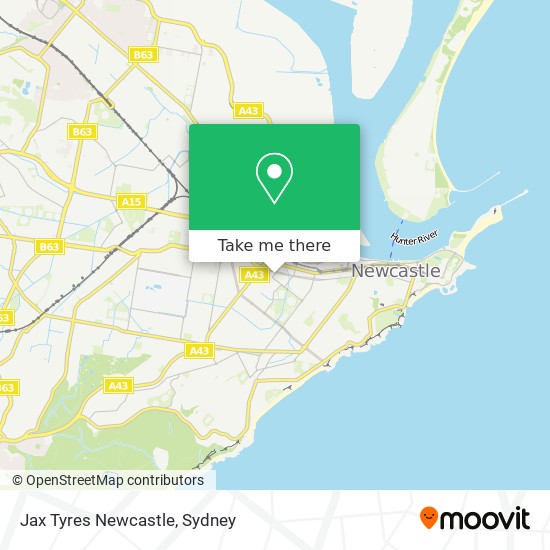 Mapa Jax Tyres Newcastle