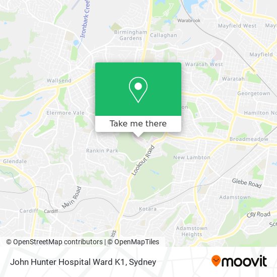 John Hunter Hospital Ward K1 map