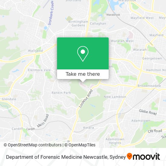 Mapa Department of Forensic Medicine Newcastle