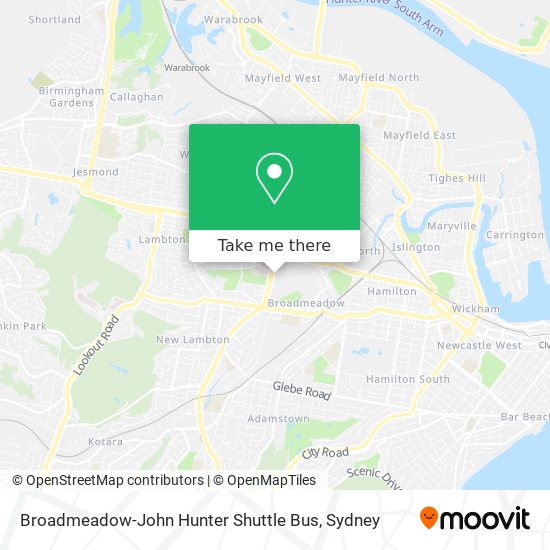 Broadmeadow-John Hunter Shuttle Bus map