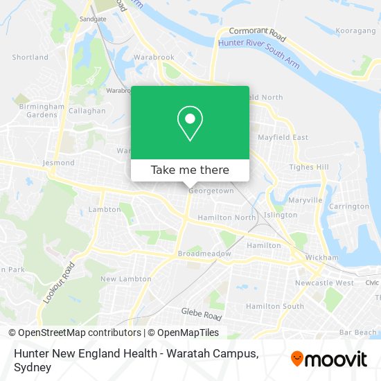 Mapa Hunter New England Health - Waratah Campus