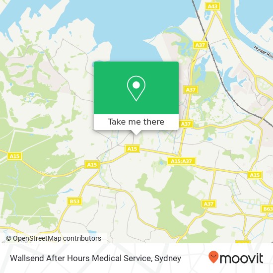 Wallsend After Hours Medical Service map