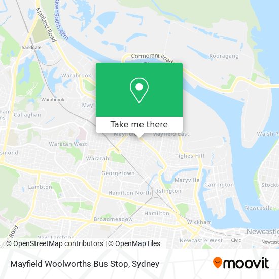 Mapa Mayfield Woolworths Bus Stop
