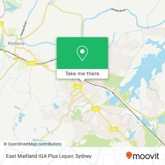 Mapa East Maitland IGA Plus Liquor