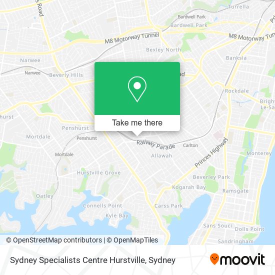 Mapa Sydney Specialists Centre Hurstville