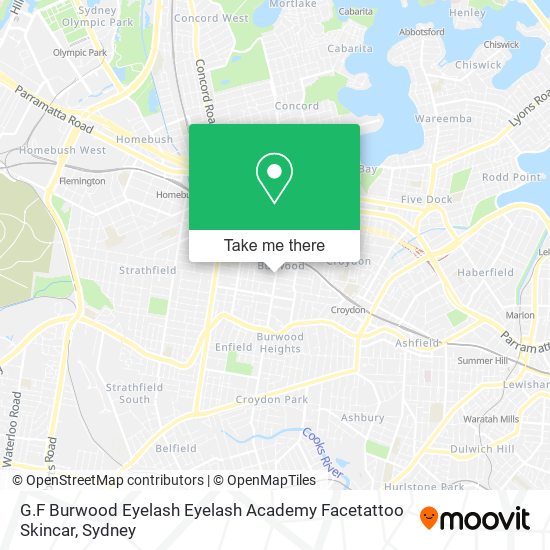 Mapa G.F Burwood Eyelash Eyelash Academy Facetattoo Skincar