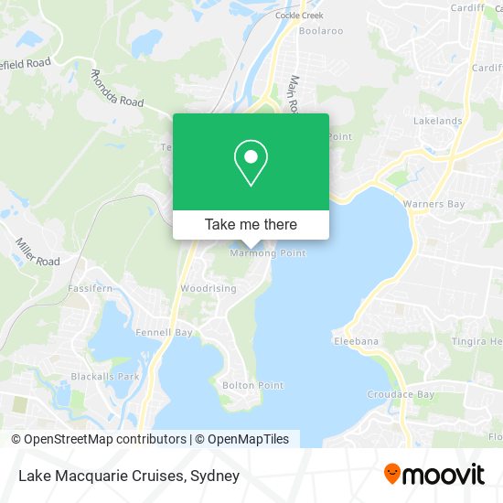 Lake Macquarie Cruises map