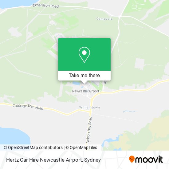 Hertz Car Hire Newcastle Airport map