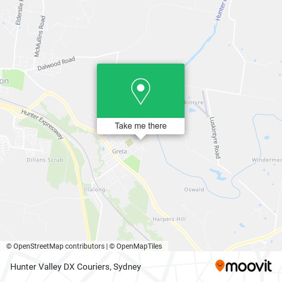 Mapa Hunter Valley DX Couriers