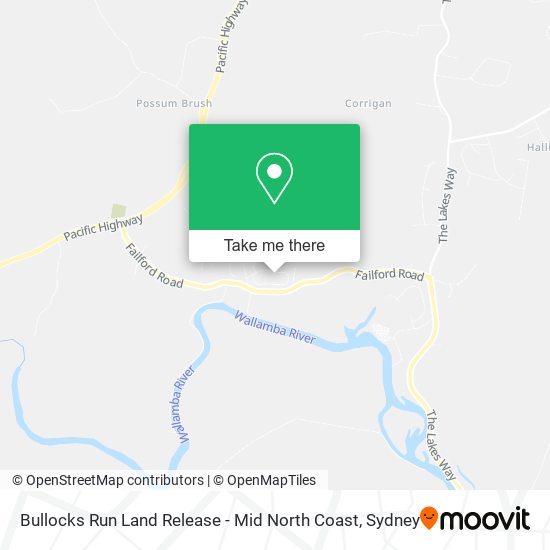 Bullocks Run Land Release - Mid North Coast map