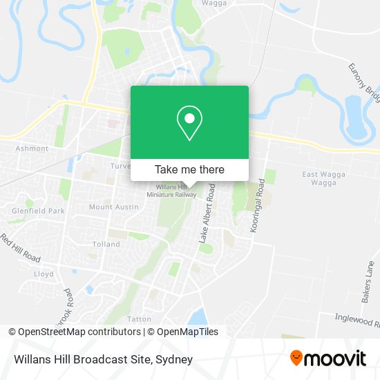 Mapa Willans Hill Broadcast Site