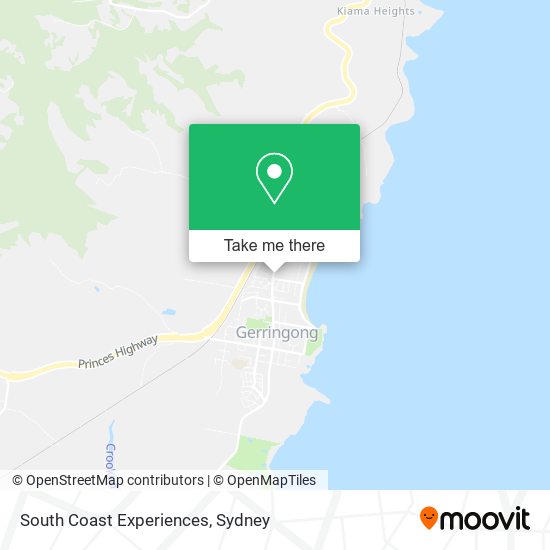 South Coast Experiences map