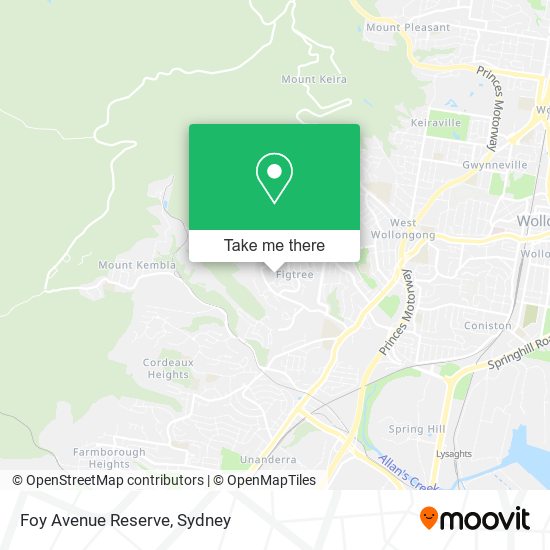 Foy Avenue Reserve map