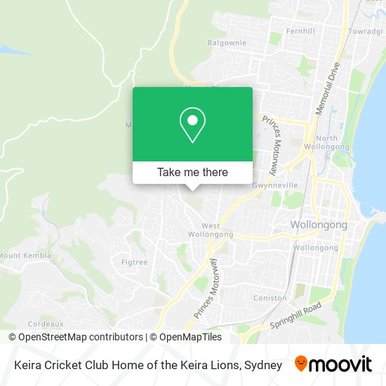 Mapa Keira Cricket Club Home of the Keira Lions