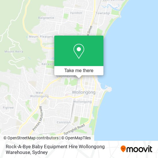 Rock-A-Bye Baby Equipment Hire Wollongong Warehouse map