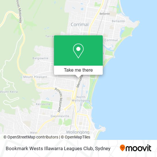 Mapa Bookmark Wests Illawarra Leagues Club