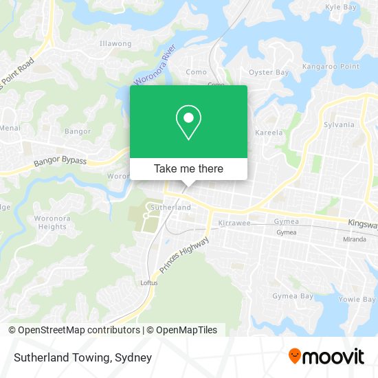 Sutherland Towing map