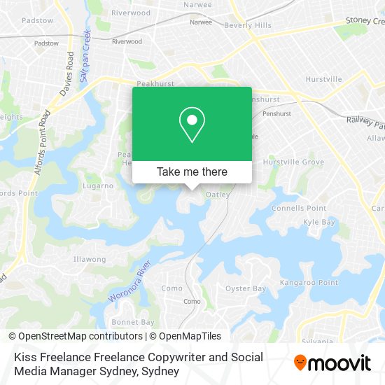 Kiss Freelance Freelance Copywriter and Social Media Manager Sydney map