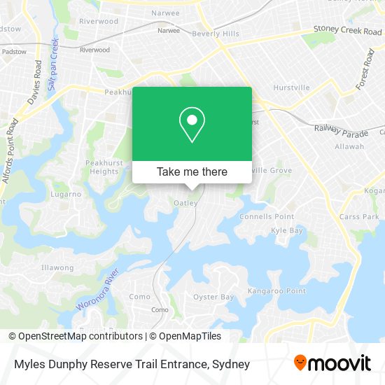 Myles Dunphy Reserve Trail Entrance map