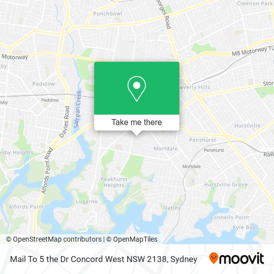 Mapa Mail To 5 the Dr Concord West NSW 2138