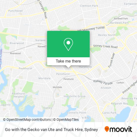 Go with the Gecko van Ute and Truck Hire map