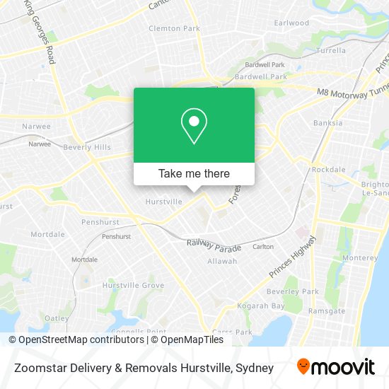 Zoomstar Delivery & Removals Hurstville map