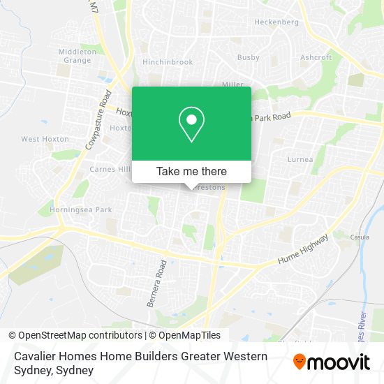 Cavalier Homes Home Builders Greater Western Sydney map
