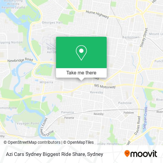 Azi Cars Sydney Biggest Ride Share map