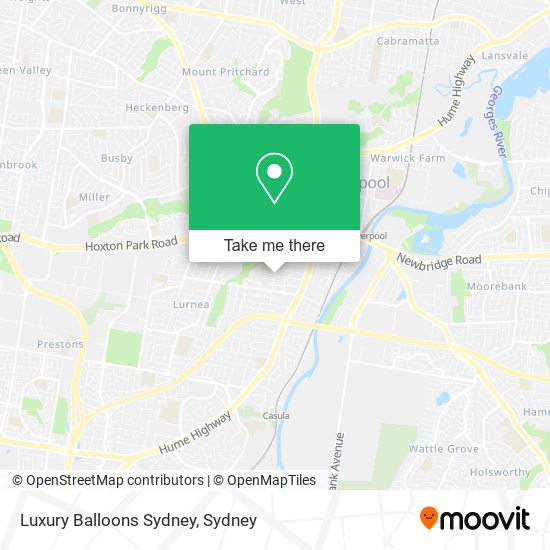 Mapa Luxury Balloons Sydney