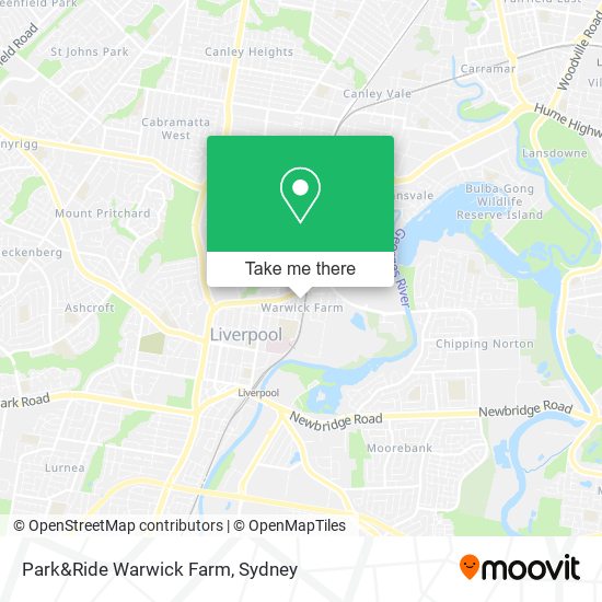 Mapa Park&Ride Warwick Farm