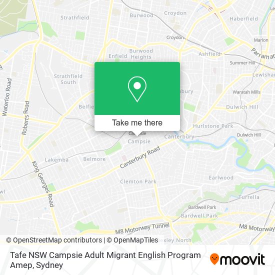 Tafe NSW Campsie Adult Migrant English Program Amep map
