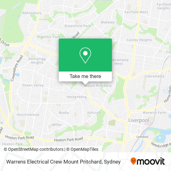 Warrens Electrical Crew Mount Pritchard map