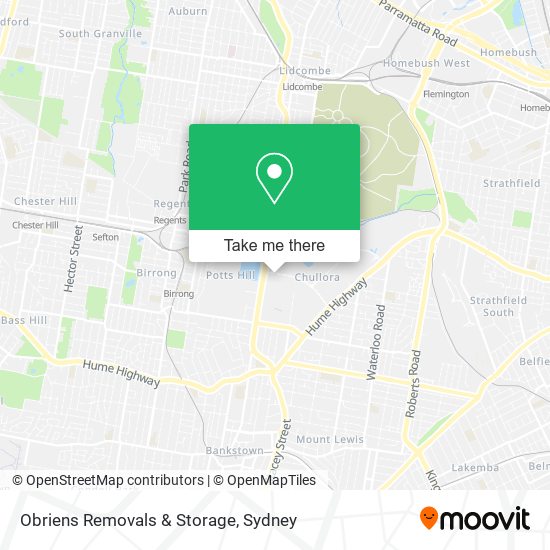 Obriens Removals & Storage map