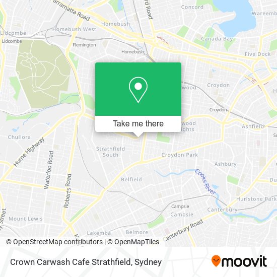 Mapa Crown Carwash Cafe Strathfield