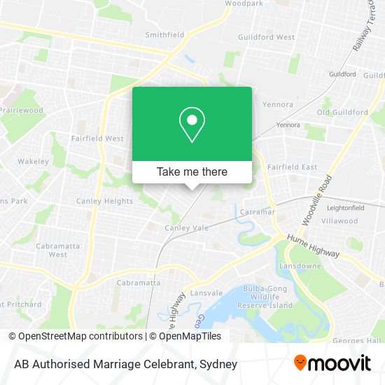 AB Authorised Marriage Celebrant map