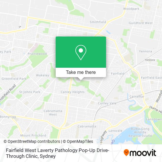 Mapa Fairfield West Laverty Pathology Pop-Up Drive-Through Clinic