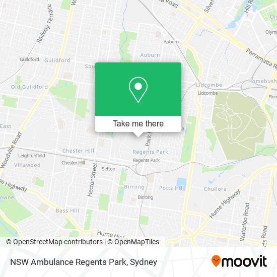 Mapa NSW Ambulance Regents Park