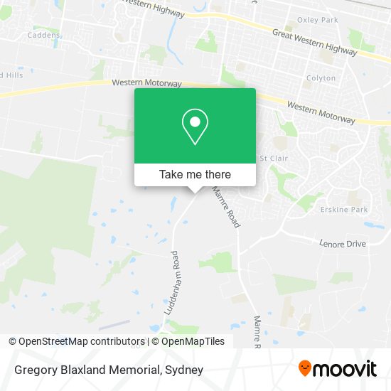 Mapa Gregory Blaxland Memorial