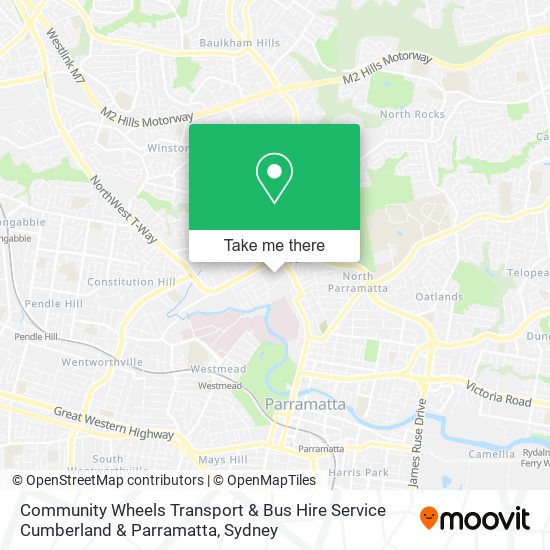 Community Wheels Transport & Bus Hire Service Cumberland & Parramatta map