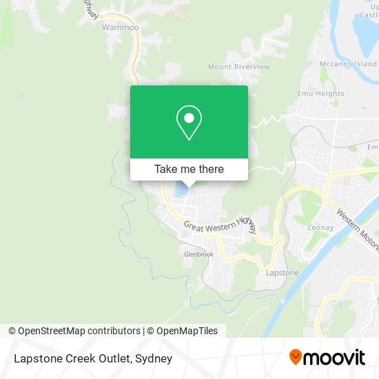 Lapstone Creek Outlet map