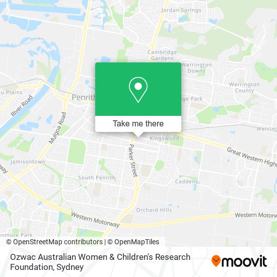 Mapa Ozwac Australian Women & Children's Research Foundation